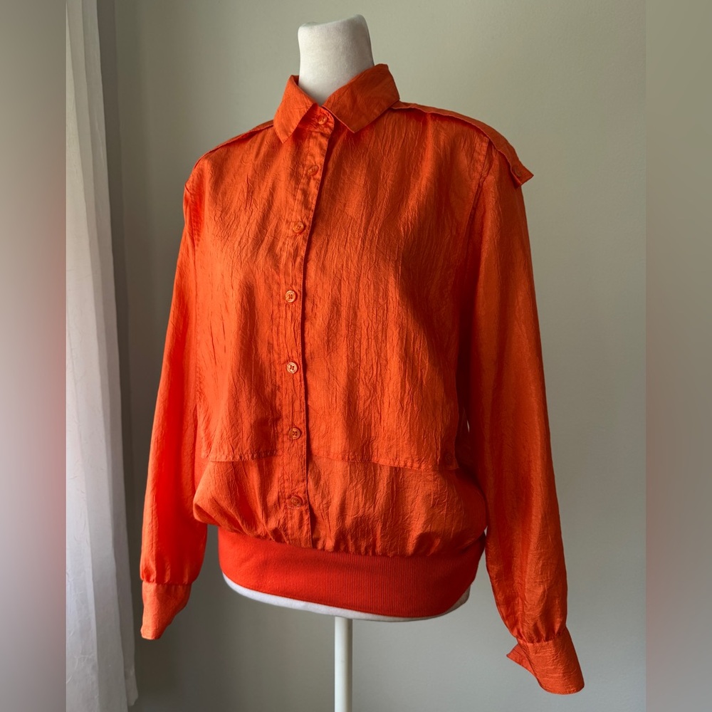 Vintage ‘80s Neil Martin Orange Collared Long Sleeve Blouse
